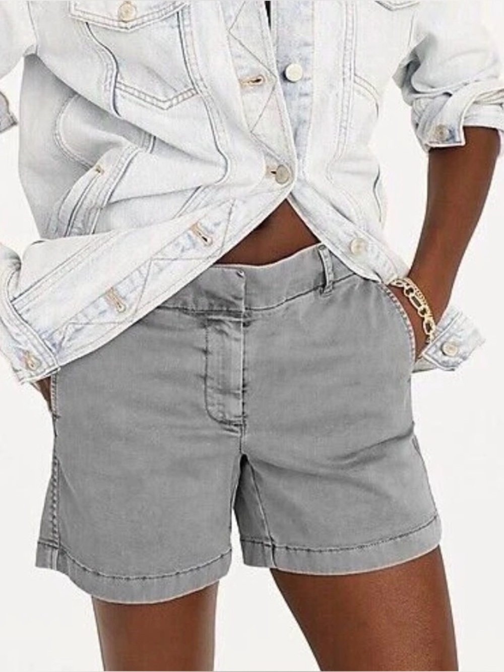 J Crew Women's 5" stretch chino shorts size 14 Style H5807 Color Storm Grey NWT